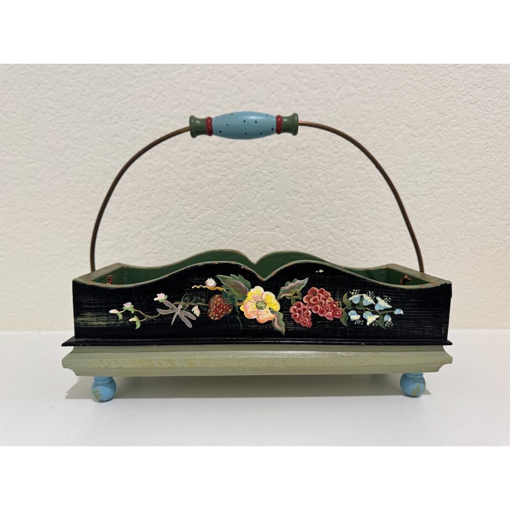 1997 Tracy Porter Hand-Painted Wood Basket – The Home Collection by Midwest